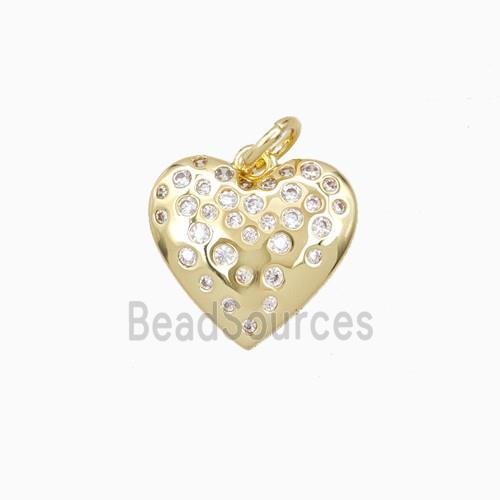 Copper Heart Pendant Pave Zirconia Gold Plated