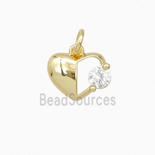 Copper Heart Pendant Pave Zirconia Gold Plated