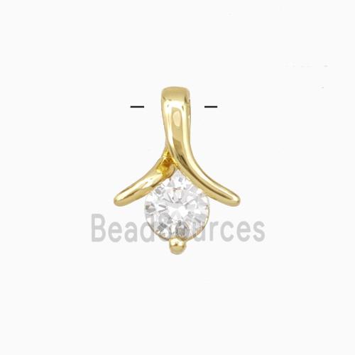 Copper Shark-tail Pendant Pave Zirconia Gold Plated