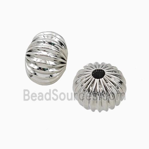 Copper Rondelle Beads Ribbed Platinum Plated