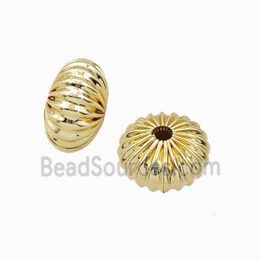 Copper Rondelle Beads Ribbed Gold Plated