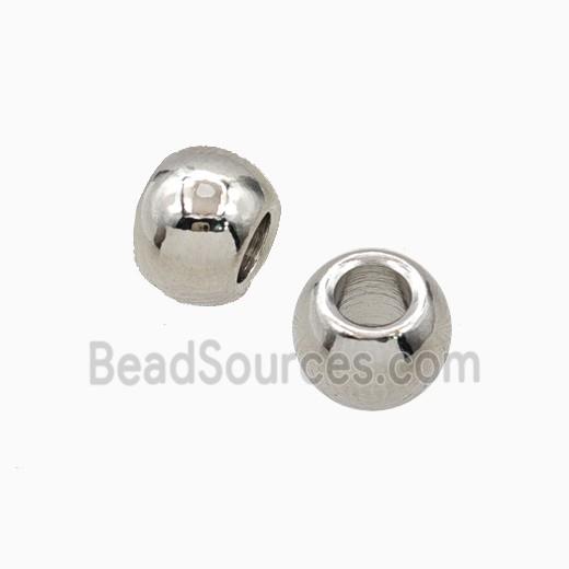 Copper Round Beads Large Hole Smooth Platinum Plated