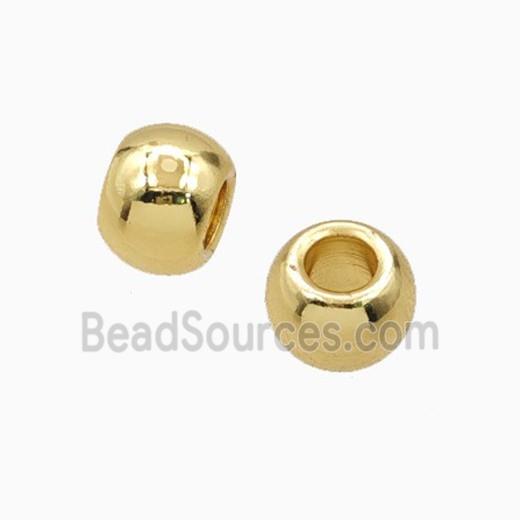 Copper Round Beads Large Hole Smooth Gold Plated