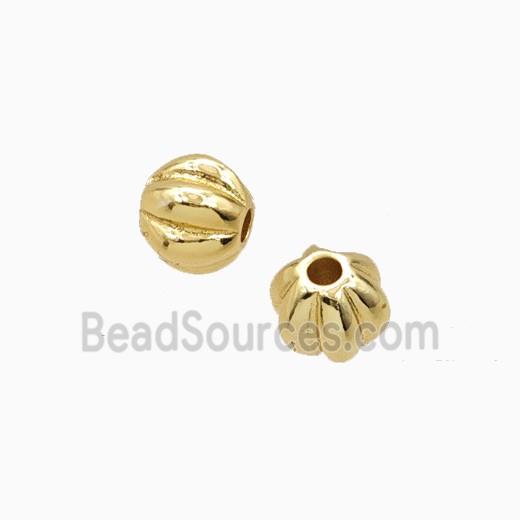 Copper Round Beads Ribbed Gold Plated