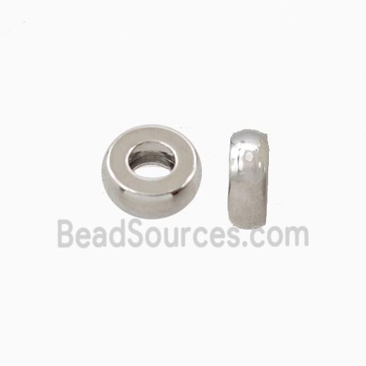 Copper Rondelle Beads Large Hole Smooth Platinum Plated