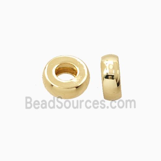Copper Rondelle Beads Large Hole Smooth Gold Plated