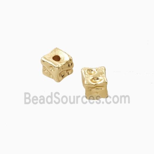 Copper Cube Beads Hammered Gold Plated