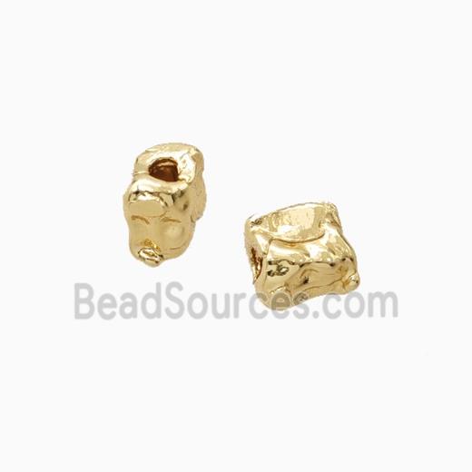 Copper Cube Beads Hammered Gold Plated