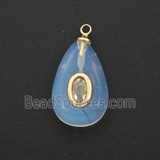 White Opalite Teardrop Pendant Pave Zirconia