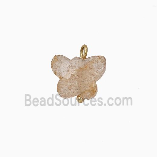 Pink Strawberry Quartz Butterfly Pendant