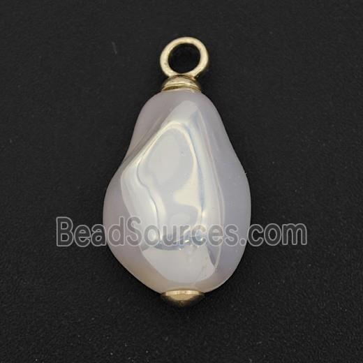 White Pearlized Plastic Pendant Freeform