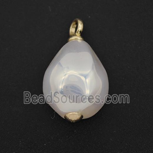 White Pearlized Plastic Pendant Freeform