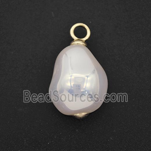 White Pearlized Plastic Pendant Freeform