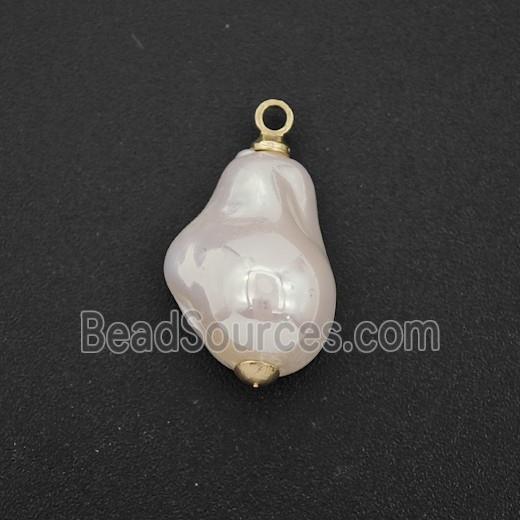 White Pearlized Plastic Pendant Freeform