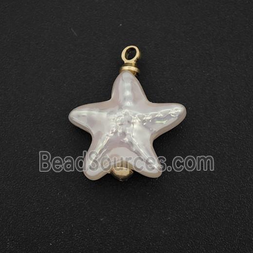White Pearlized Plastic Pendant Starfish