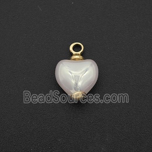 White Pearlized Plastic Pendant Heart