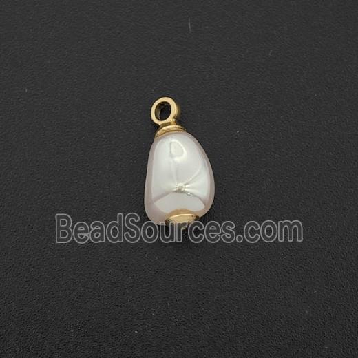 White Pearlized Plastic Pendant Freeform