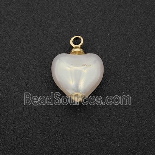 White Pearlized Plastic Pendant Heart