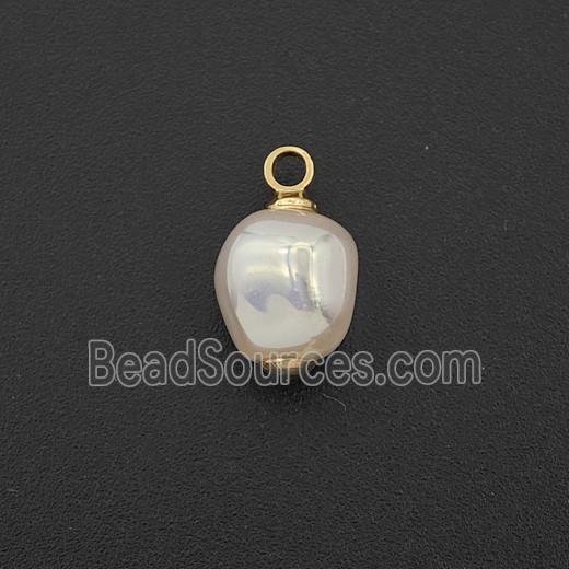 White Pearlized Plastic Pendant Freeform