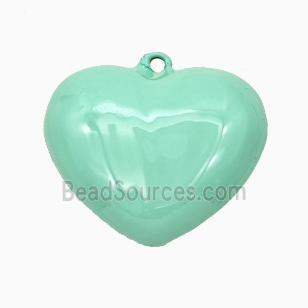 Copper Heart Pendant Green Enamel