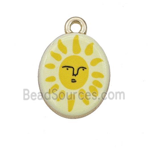 Alloy Oval Pendant Sun Painted Gold Plated