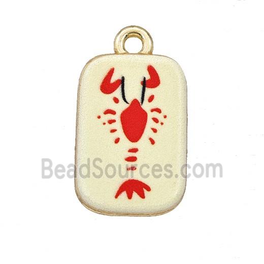 Alloy Rectangle Pendant Lobster Painted Gold Plated