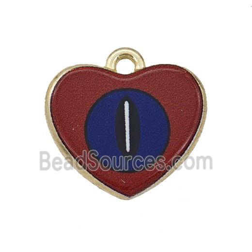 Alloy Heart Pendant Eye Painted Gold Plated