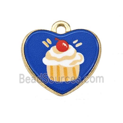 Alloy Heart Pendant Cake Painted Gold Plated