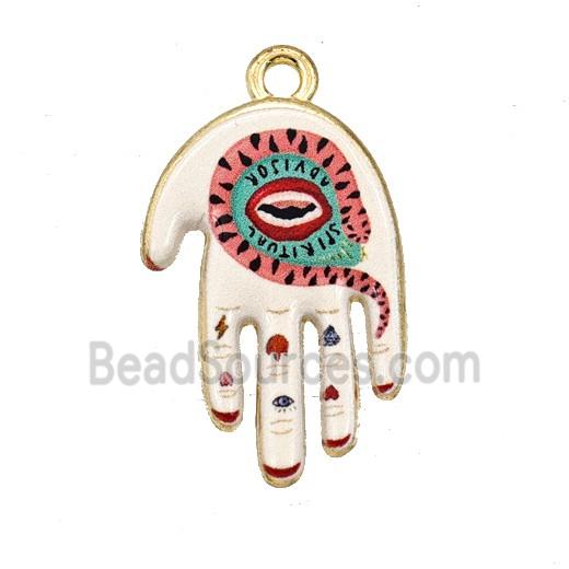 Alloy Hamsahand Pendant Lips Painted Gold Plated