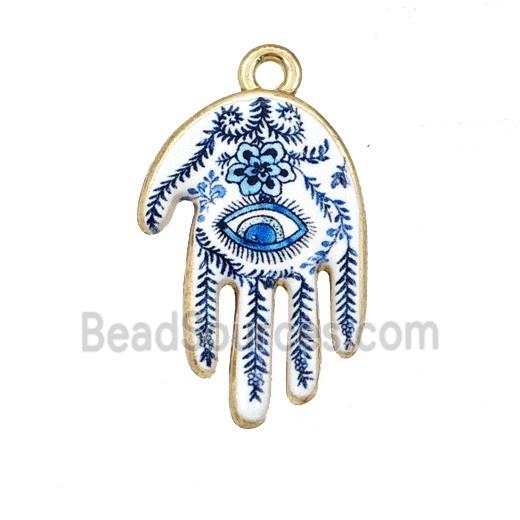 Alloy Hamsahand Pendant EyeFlower Painted Gold Plated