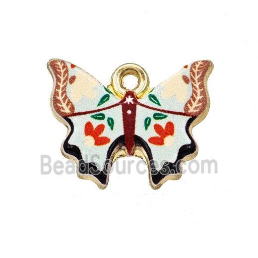 Alloy Butterfly Pendant Painted Gold Plated