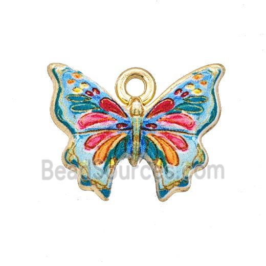 Alloy Butterfly Pendant Painted Gold Plated