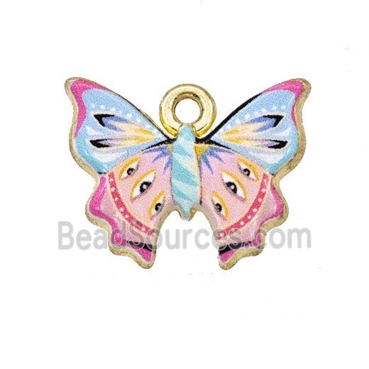 Alloy Butterfly Pendant Painted Gold Plated
