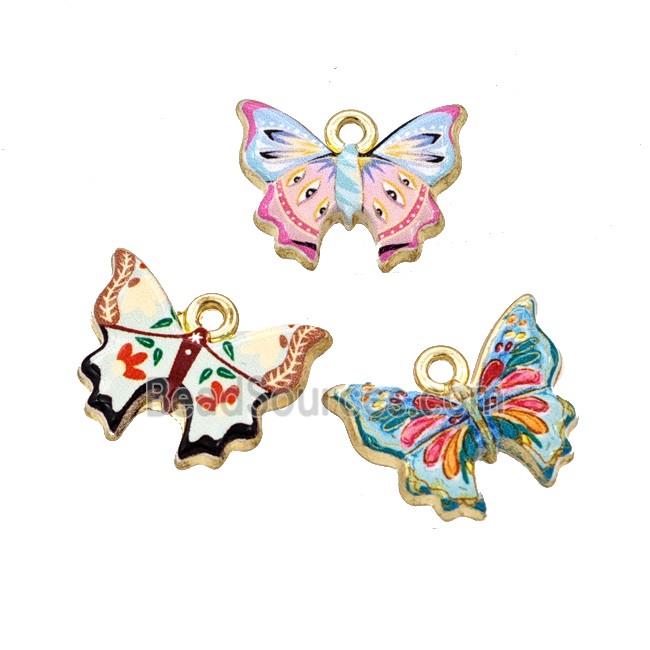 Alloy Butterfly Pendant Painted Gold Plated Mixed