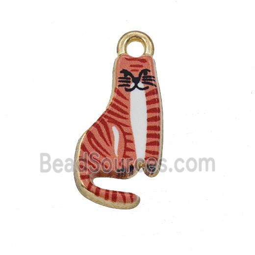 Alloy Cat Pendant Painted Gold Plated
