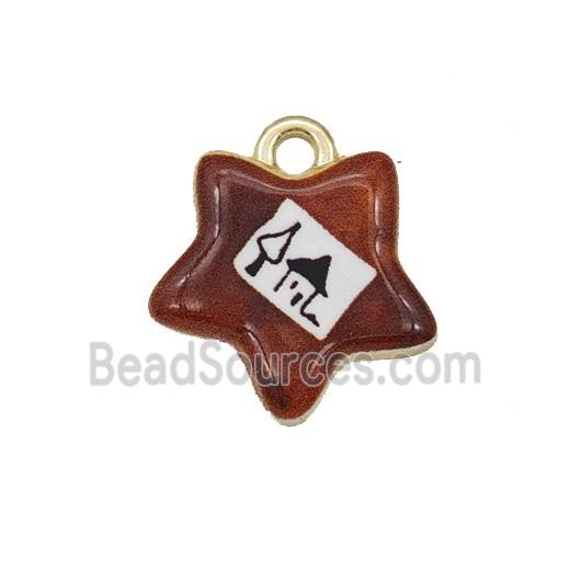 Alloy Star Pendant Painted Gold Plated