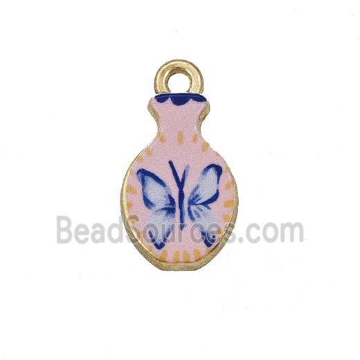 Alloy Bottle Pendant Butterfly Painted Gold Plated