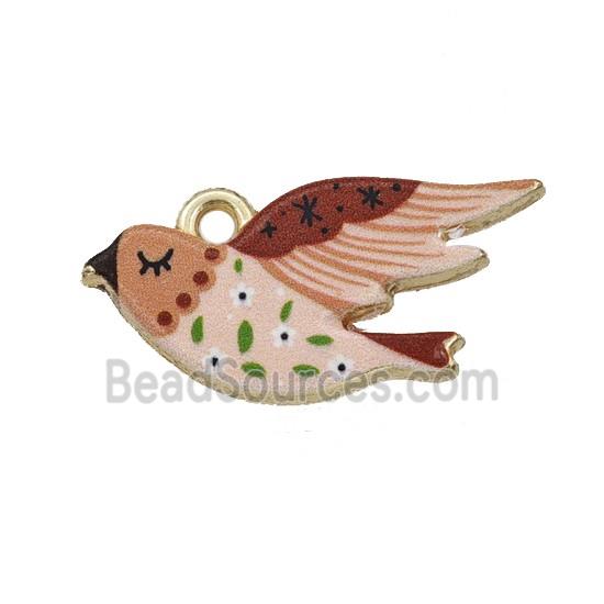 Alloy Birds Pendant Painted Gold Plated