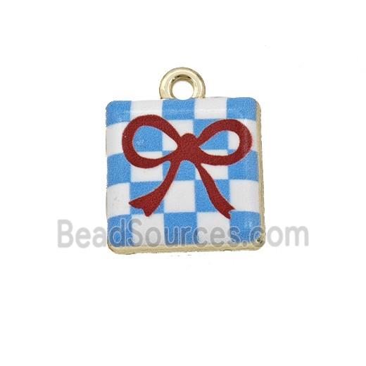 Alloy Giftbox Pendant Painted Gold Plated