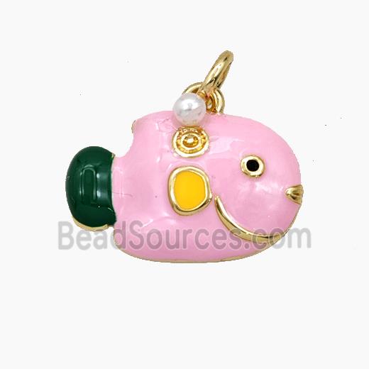 Enamel Copper Pendant, Gold Plated