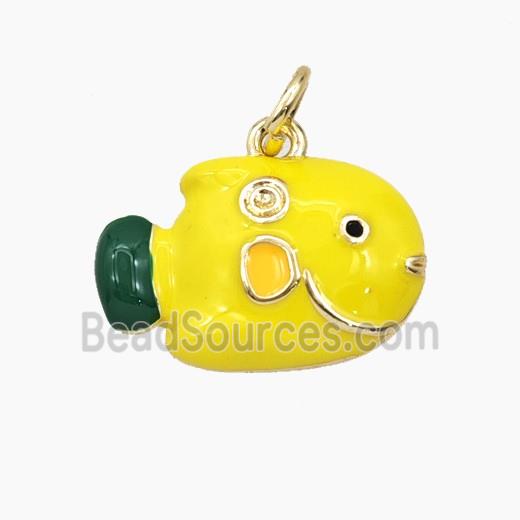 Enamel Copper Pendant, Gold Plated