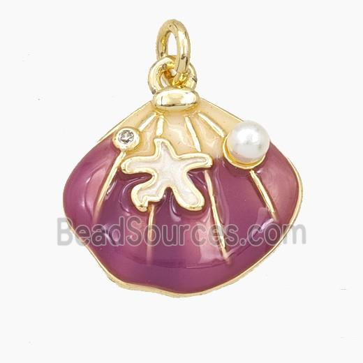 Enamel Copper Pendant, Gold Plated