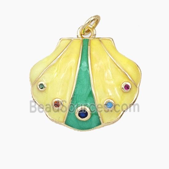 Enamel Copper Pendant, Gold Plated