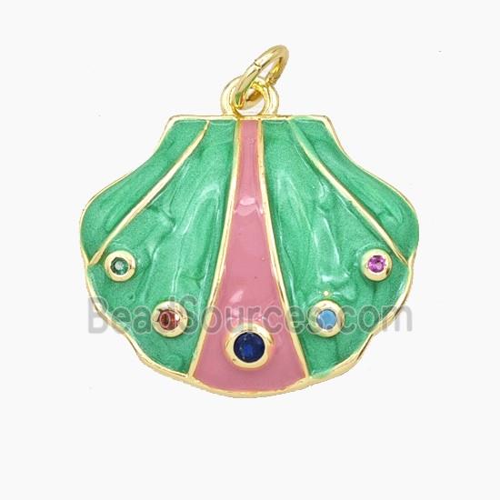 Enamel Copper Pendant, Gold Plated