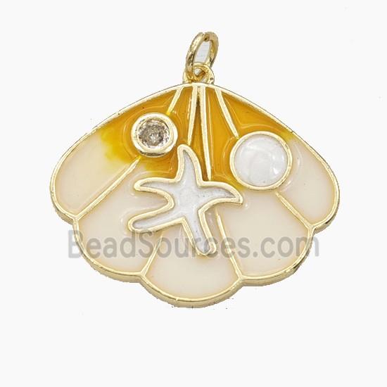 Enamel Copper Pendant, Gold Plated