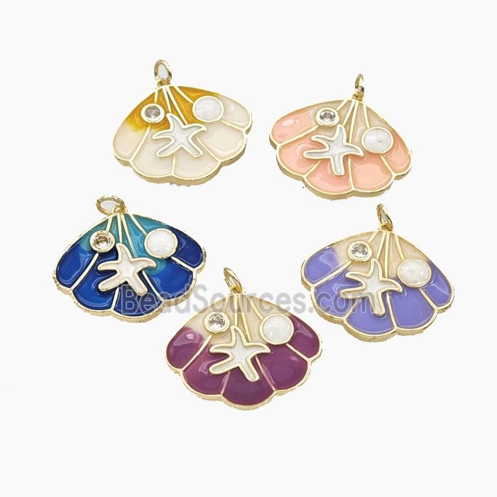 Enamel Copper Pendant, Gold Plated