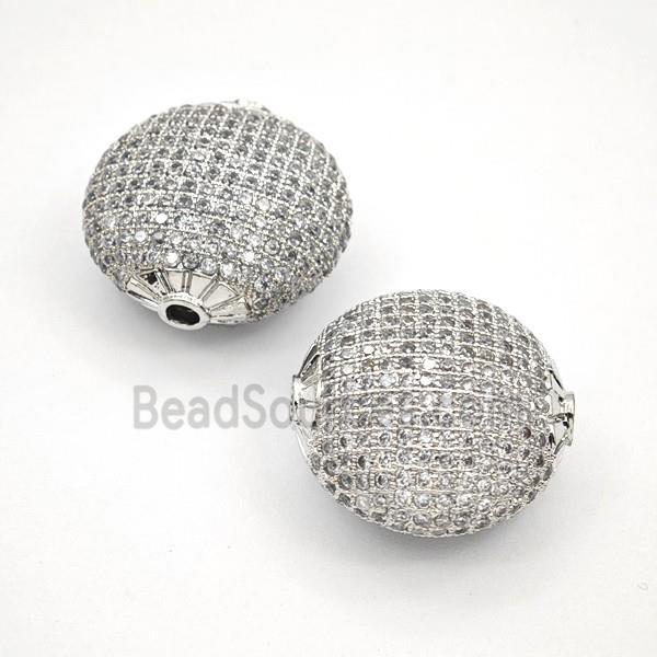 Copper Bead Pave Zircon, Gold Plated