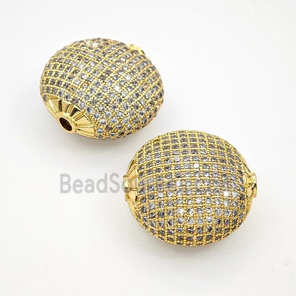 Copper Bead Pave Zircon, Gold Plated