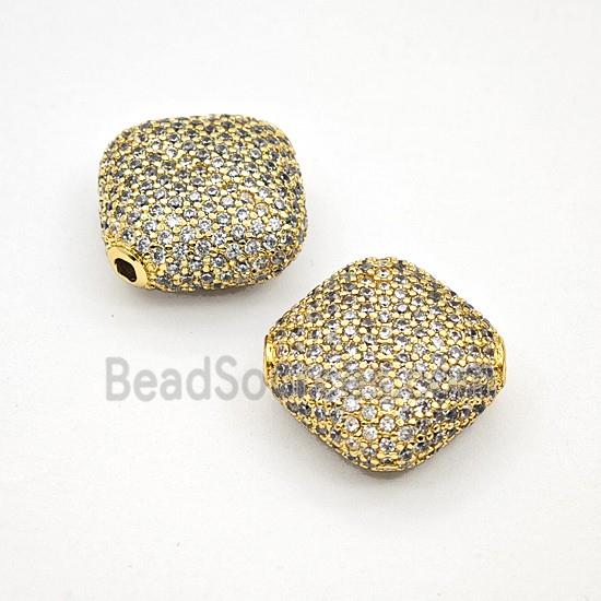 Copper Bead Pave Zircon, Gold Plated