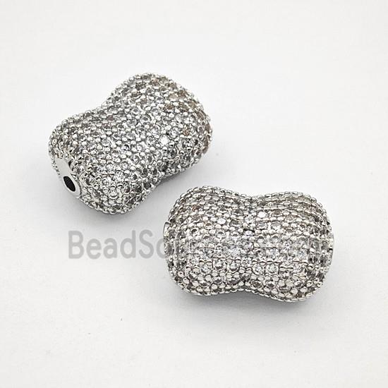 Copper Bead Pave Zircon, Gold Plated